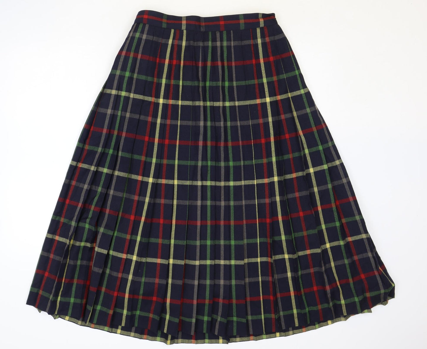 Country Casuals Womens Blue Plaid Polyester Pleated Skirt Size 14 Zip