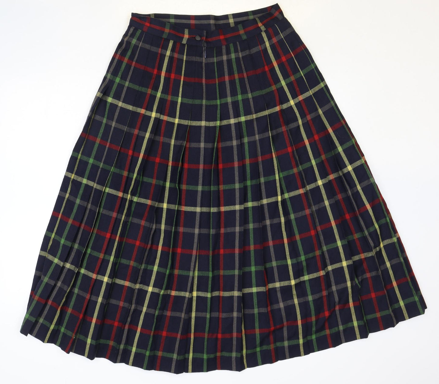 Country Casuals Womens Blue Plaid Polyester Pleated Skirt Size 14 Zip