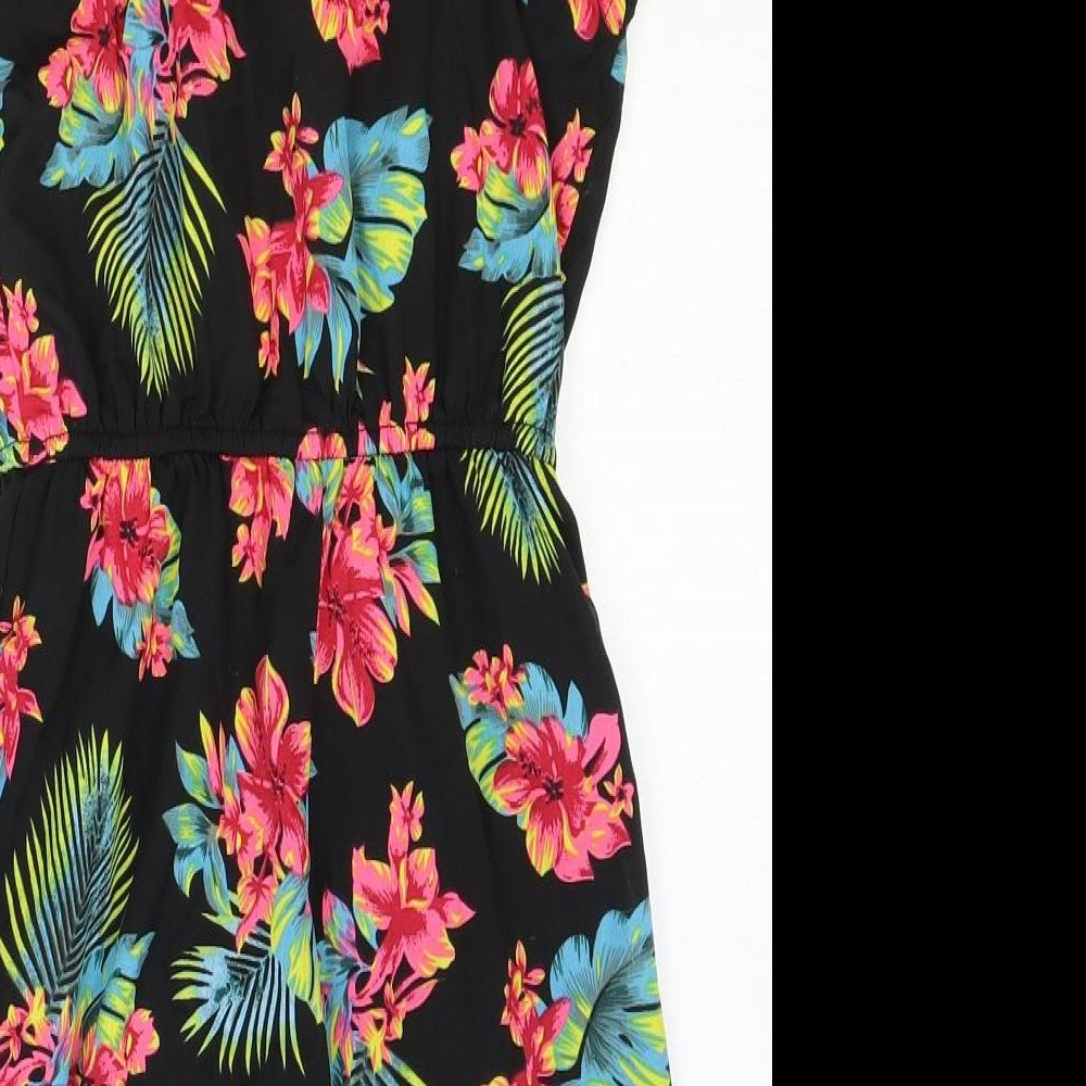 Primark Girls Black Floral Polyester Playsuit One-Piece Size 10-11 Years Pullover