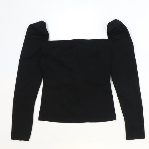 SheIn Womens Black Polyester Basic Blouse Size M Square Neck