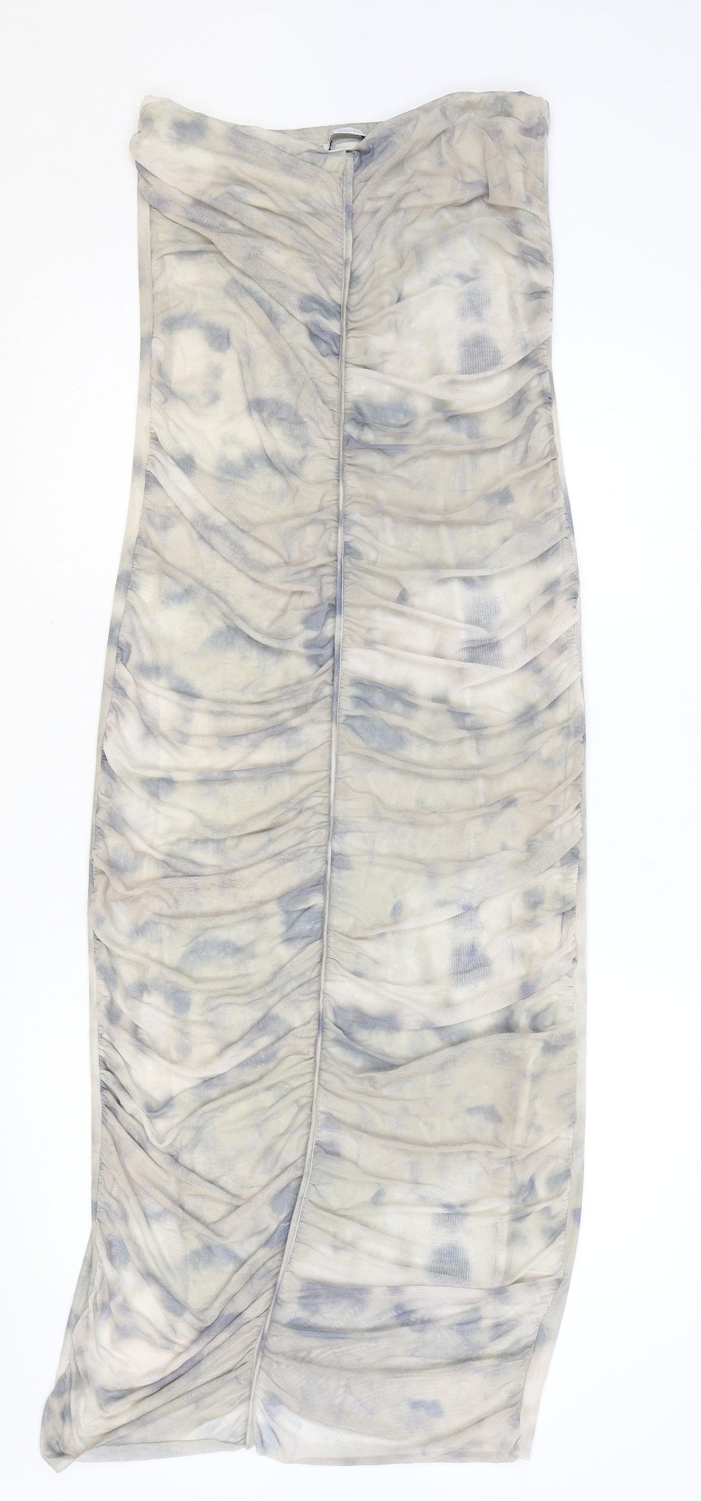 Zara Womens Beige Geometric Polyester Bodycon Size M Off the Shoulder Pullover