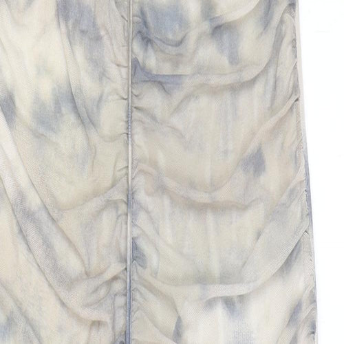 Zara Womens Beige Geometric Polyester Bodycon Size M Off the Shoulder Pullover