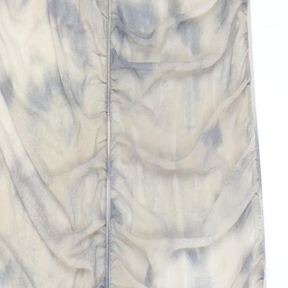 Zara Womens Beige Geometric Polyester Bodycon Size M Off the Shoulder Pullover