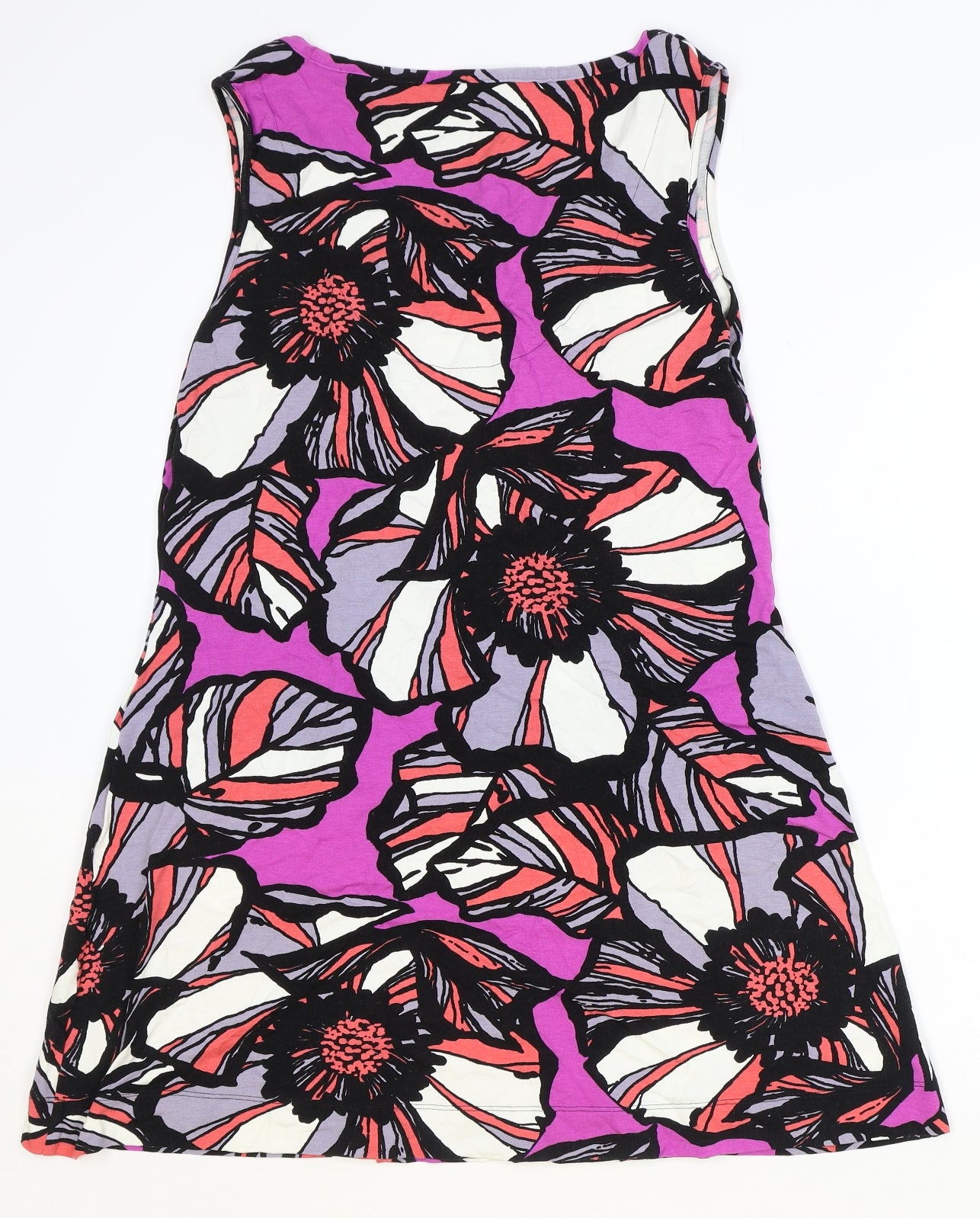 Marks and Spencer Womens Multicoloured Floral Viscose Trapeze & Swing Size 18 Scoop Neck Tie