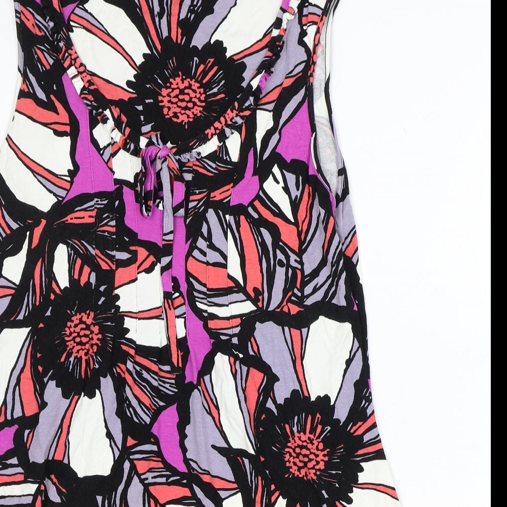 Marks and Spencer Womens Multicoloured Floral Viscose Trapeze & Swing Size 18 Scoop Neck Tie