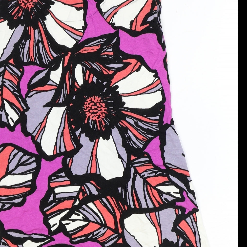 Marks and Spencer Womens Multicoloured Floral Viscose Trapeze & Swing Size 18 Scoop Neck Tie