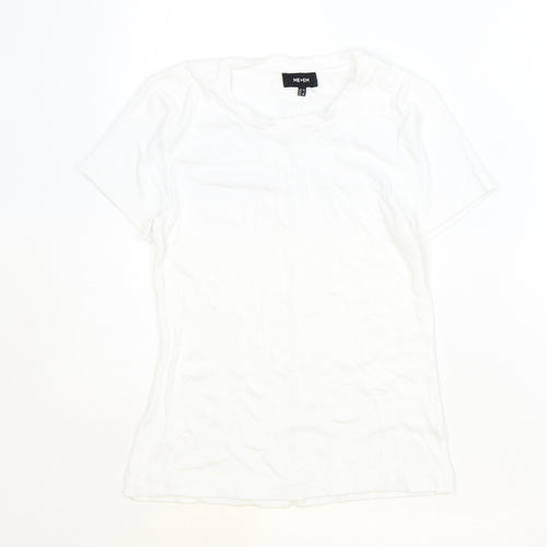 ME+EM Womens White Viscose Basic T-Shirt Size 10 Round Neck