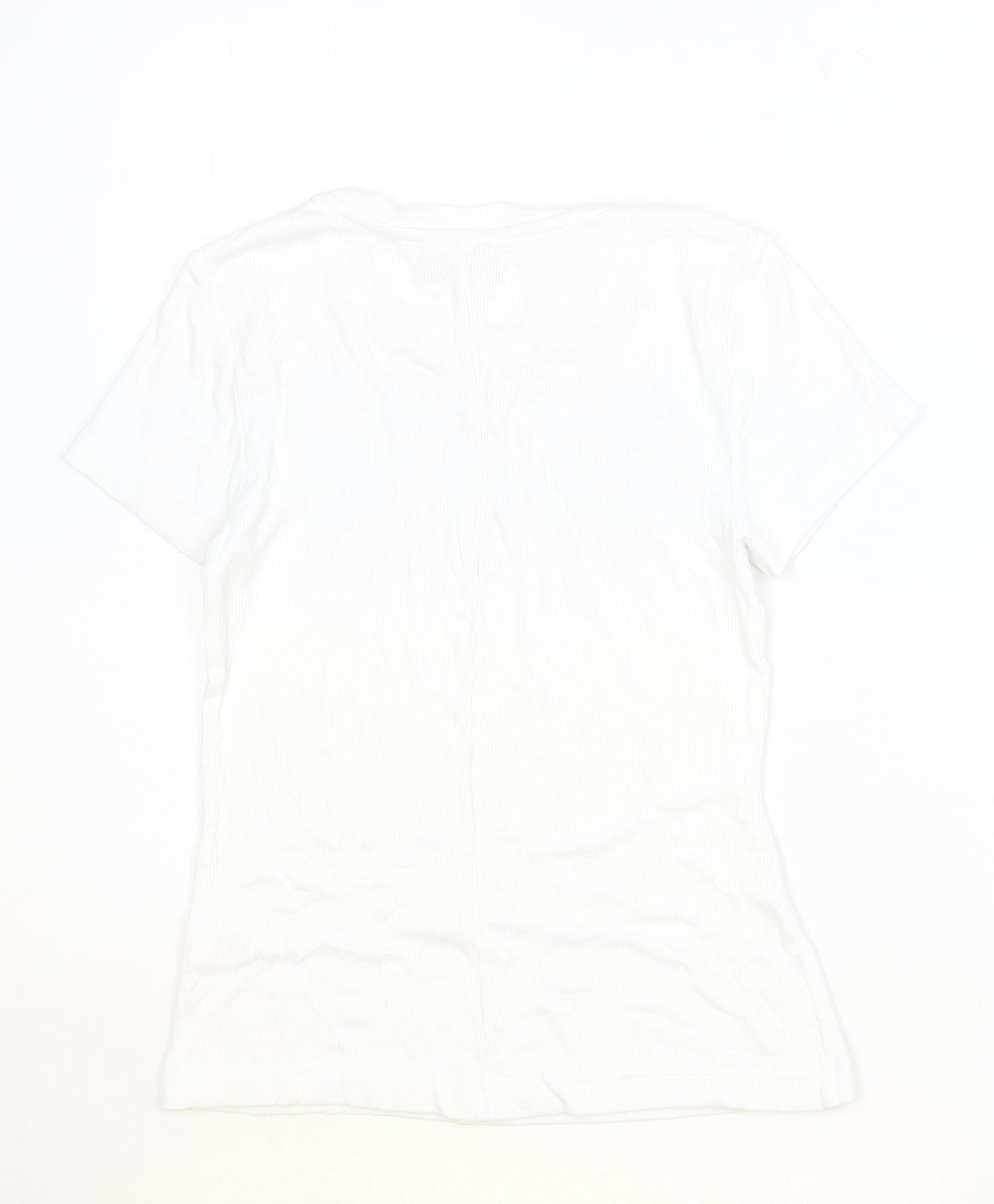 ME+EM Womens White Viscose Basic T-Shirt Size 10 Round Neck