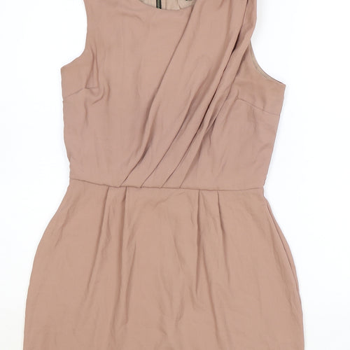 Topshop Womens Pink Polyester A-Line Size 8 Scoop Neck Zip