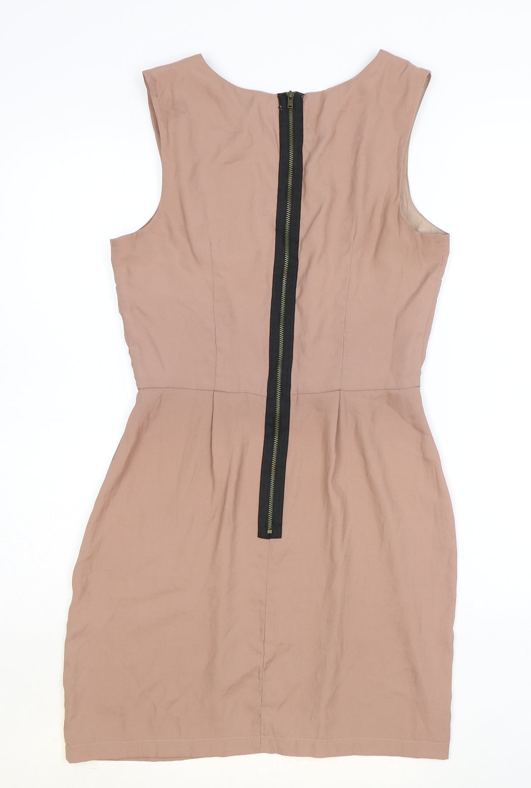 Topshop Womens Pink Polyester A-Line Size 8 Scoop Neck Zip