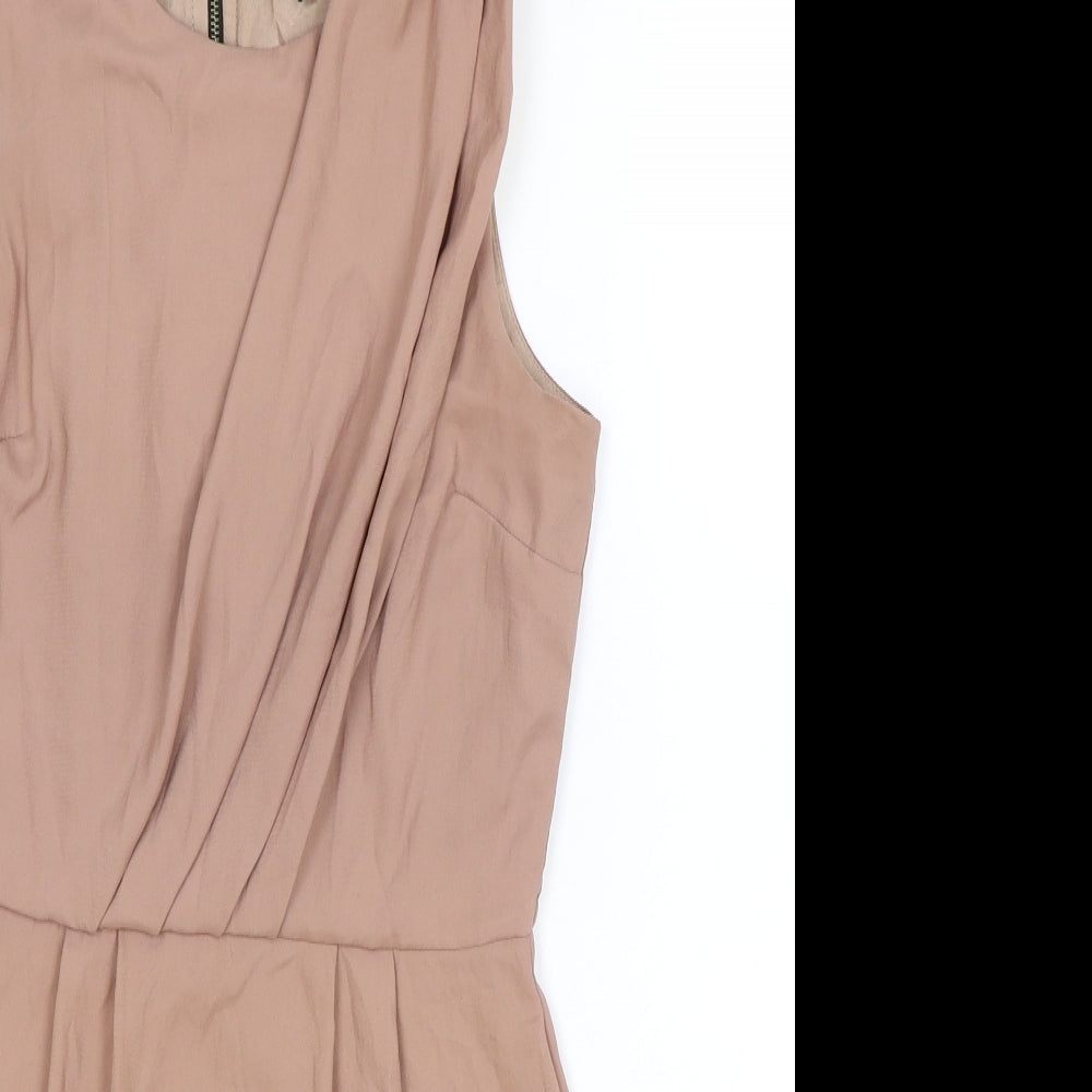 Topshop Womens Pink Polyester A-Line Size 8 Scoop Neck Zip
