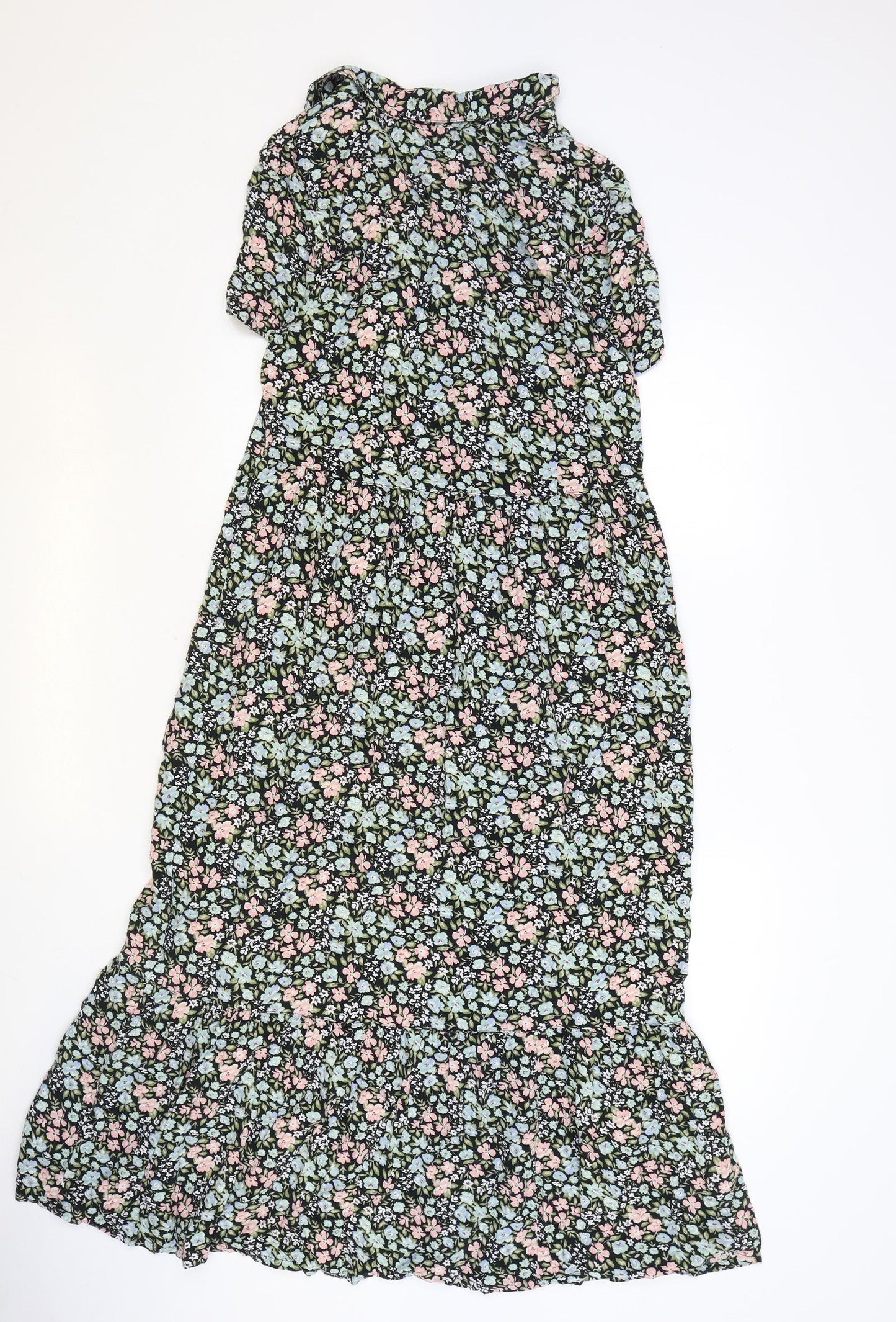 TU Womens Multicoloured Floral Viscose Shirt Dress Size 8 Collared Pullover