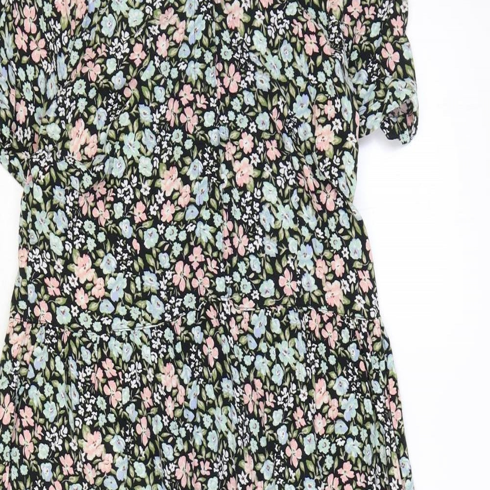 TU Womens Multicoloured Floral Viscose Shirt Dress Size 8 Collared Pullover