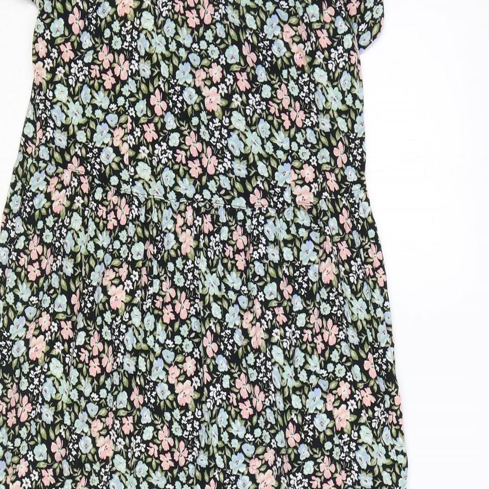 TU Womens Multicoloured Floral Viscose Shirt Dress Size 8 Collared Pullover