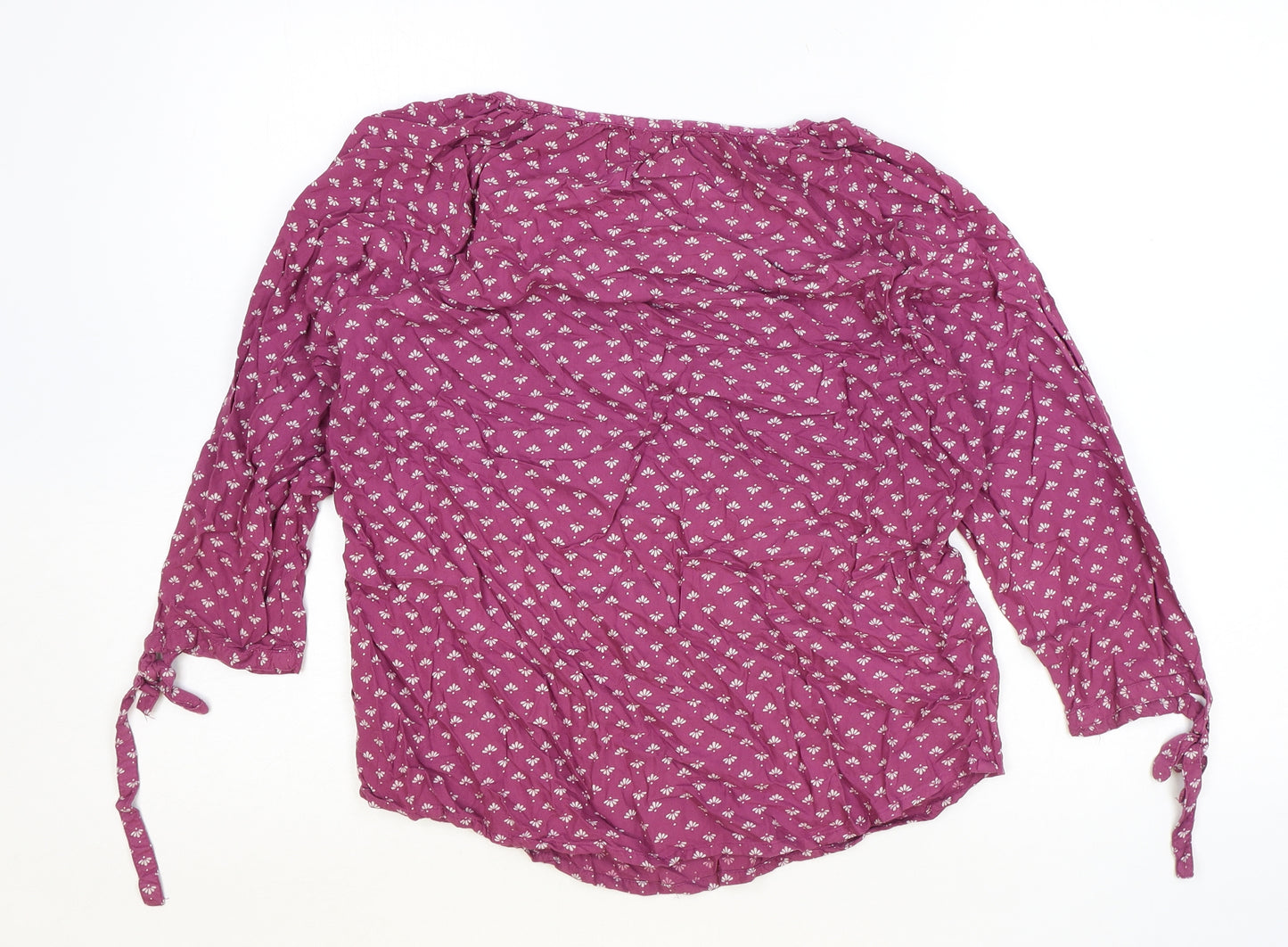 Fame Forever Womens Purple Geometric Viscose Basic Blouse Size M Round Neck