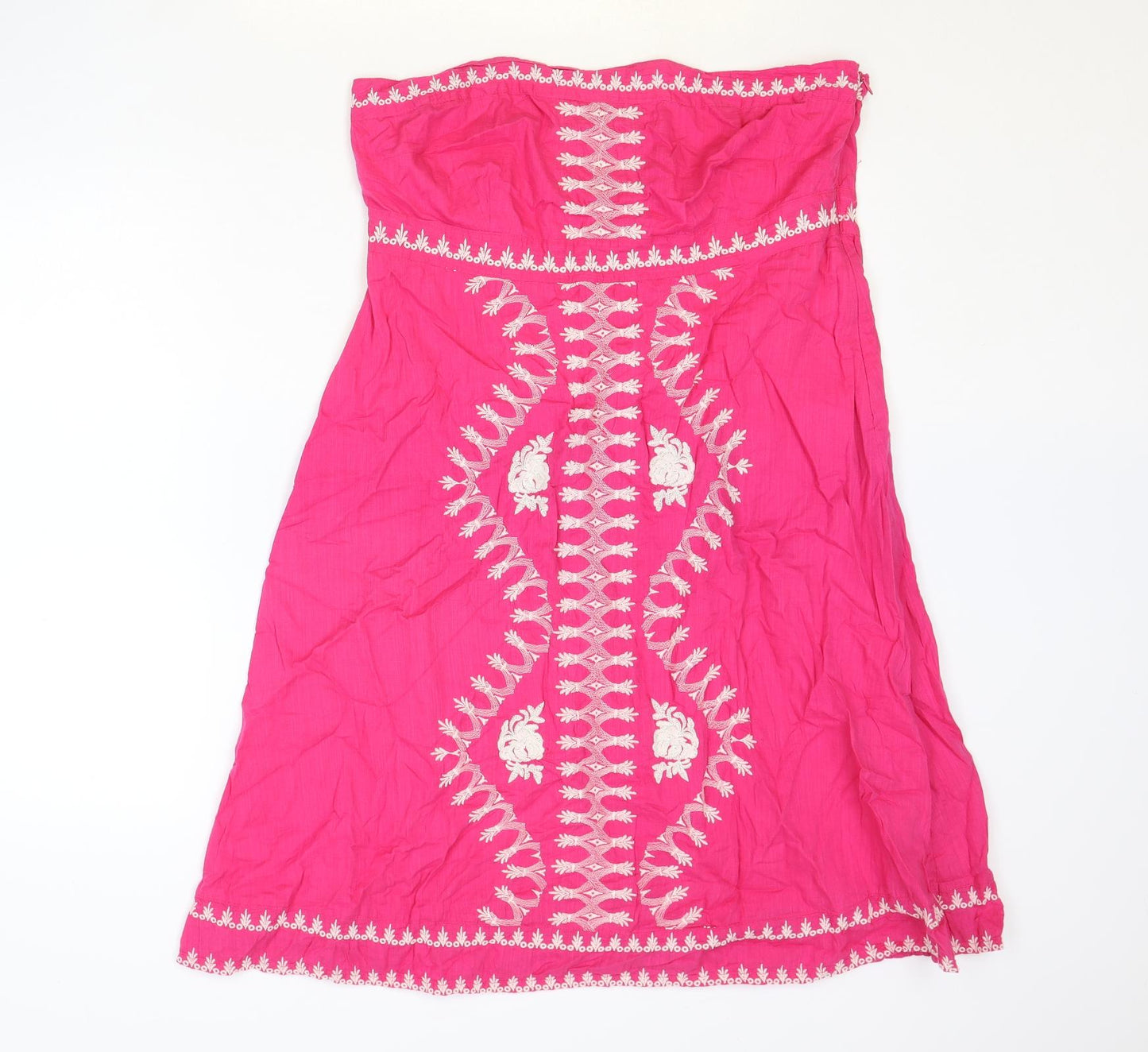 Monsoon Womens Pink 100% Cotton Fit & Flare Size 16 Off the Shoulder Zip