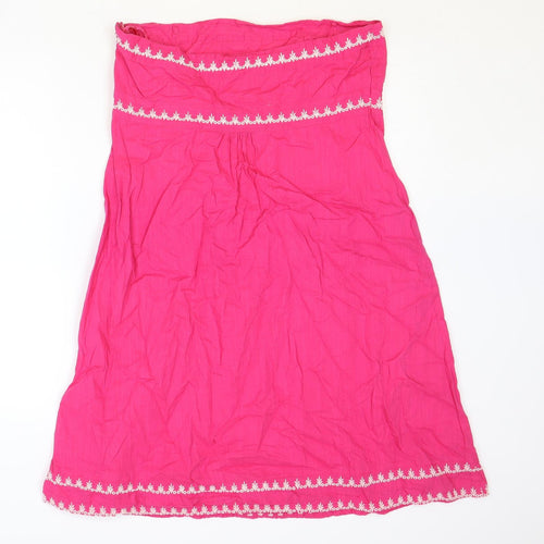 Monsoon Womens Pink 100% Cotton Fit & Flare Size 16 Off the Shoulder Zip