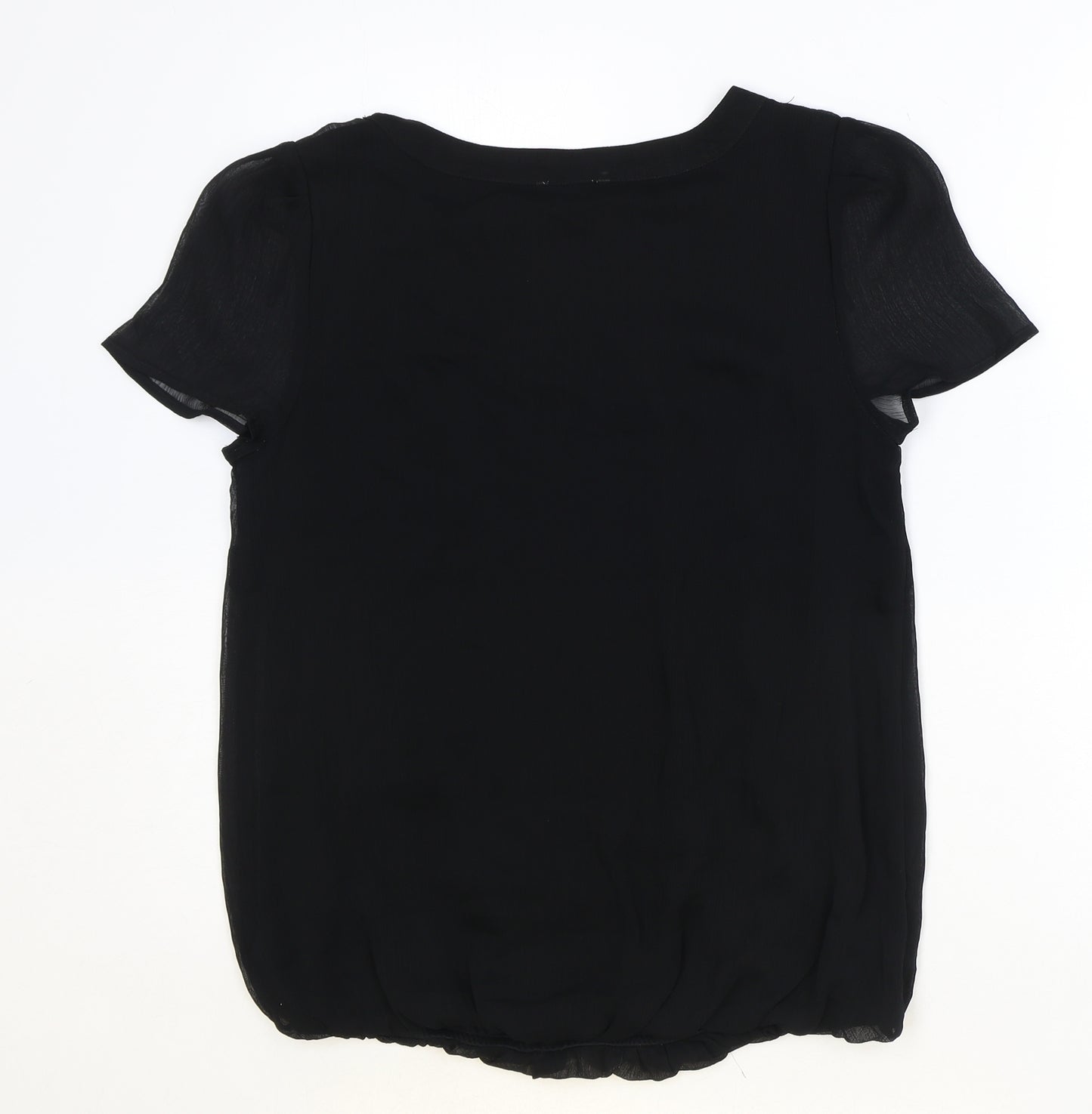 Papaya Womens Black Polyester Basic T-Shirt Size 12 Round Neck