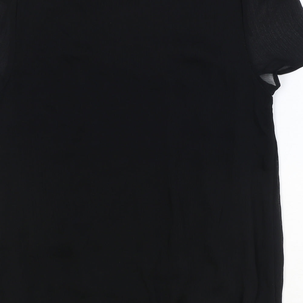 Papaya Womens Black Polyester Basic T-Shirt Size 12 Round Neck