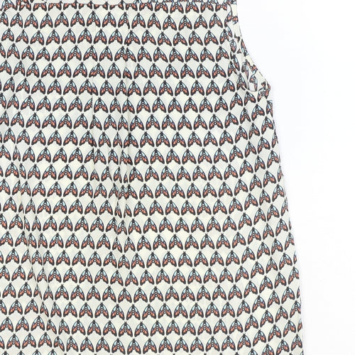 TU Womens Beige Geometric Polyester Basic Tank Size 8 V-Neck - Butterfly Pattern