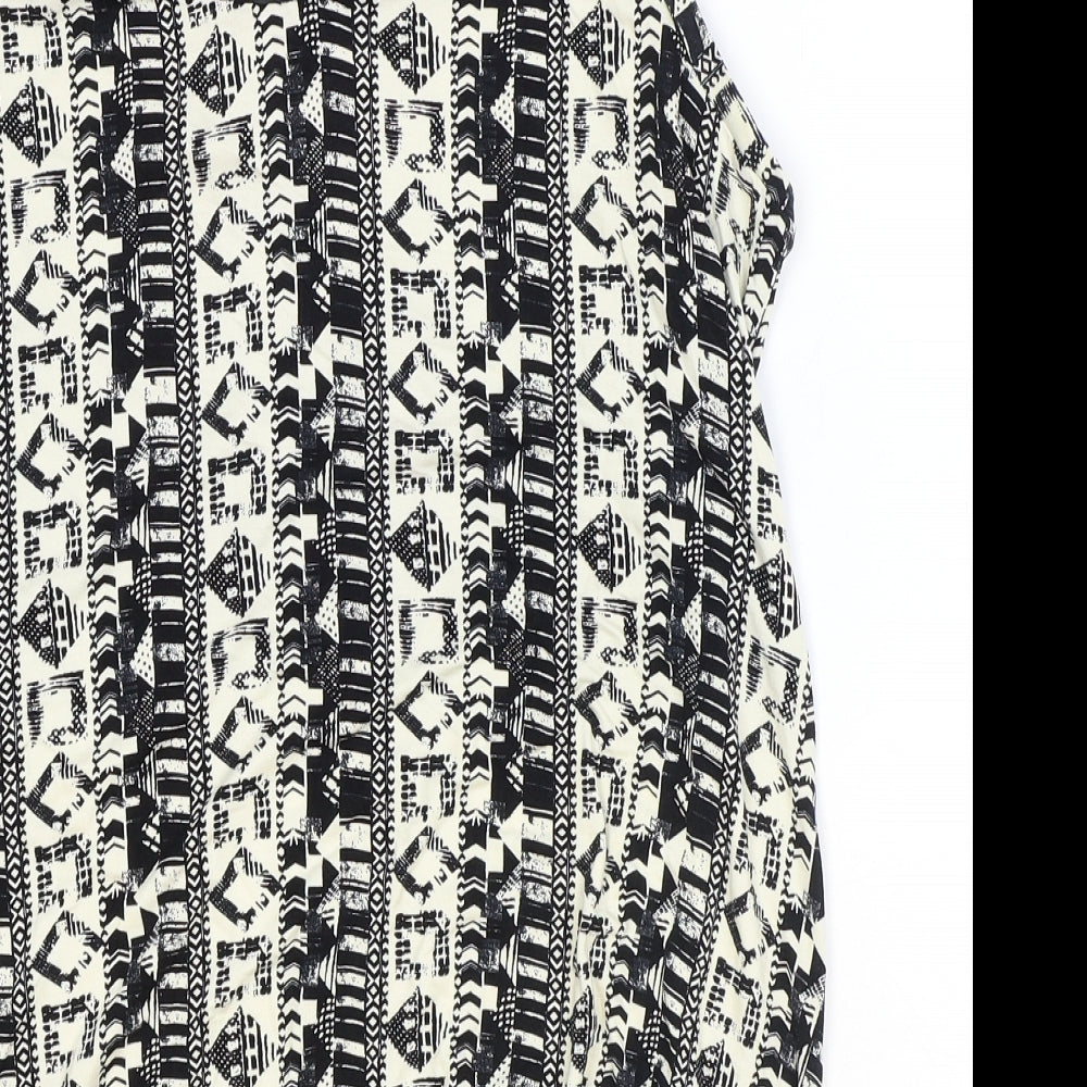 NEXT Womens Ivory Geometric Viscose Basic Tank Size 14 V-Neck