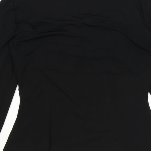 Por Moi Womens Black Polyester Basic Blouse Size 8 V-Neck
