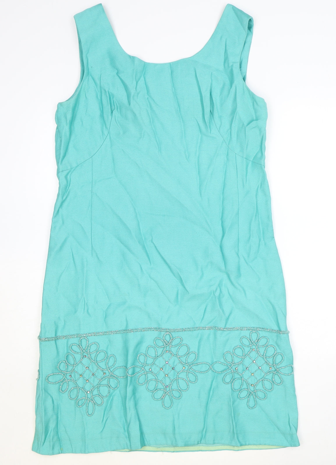 Carnegie of London Womens Green Polyester Tank Dress Size 18 Scoop Neck Zip
