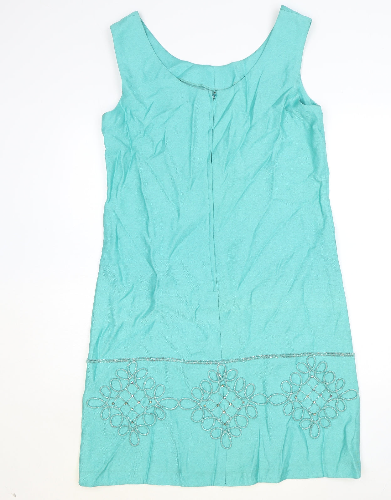 Carnegie of London Womens Green Polyester Tank Dress Size 18 Scoop Neck Zip