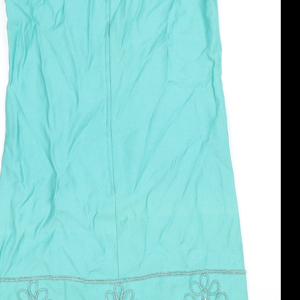 Carnegie of London Womens Green Polyester Tank Dress Size 18 Scoop Neck Zip