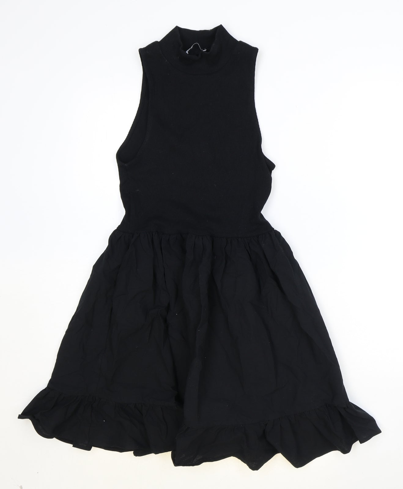 Zara Womens Black Cotton Fit & Flare Size L High Neck Pullover