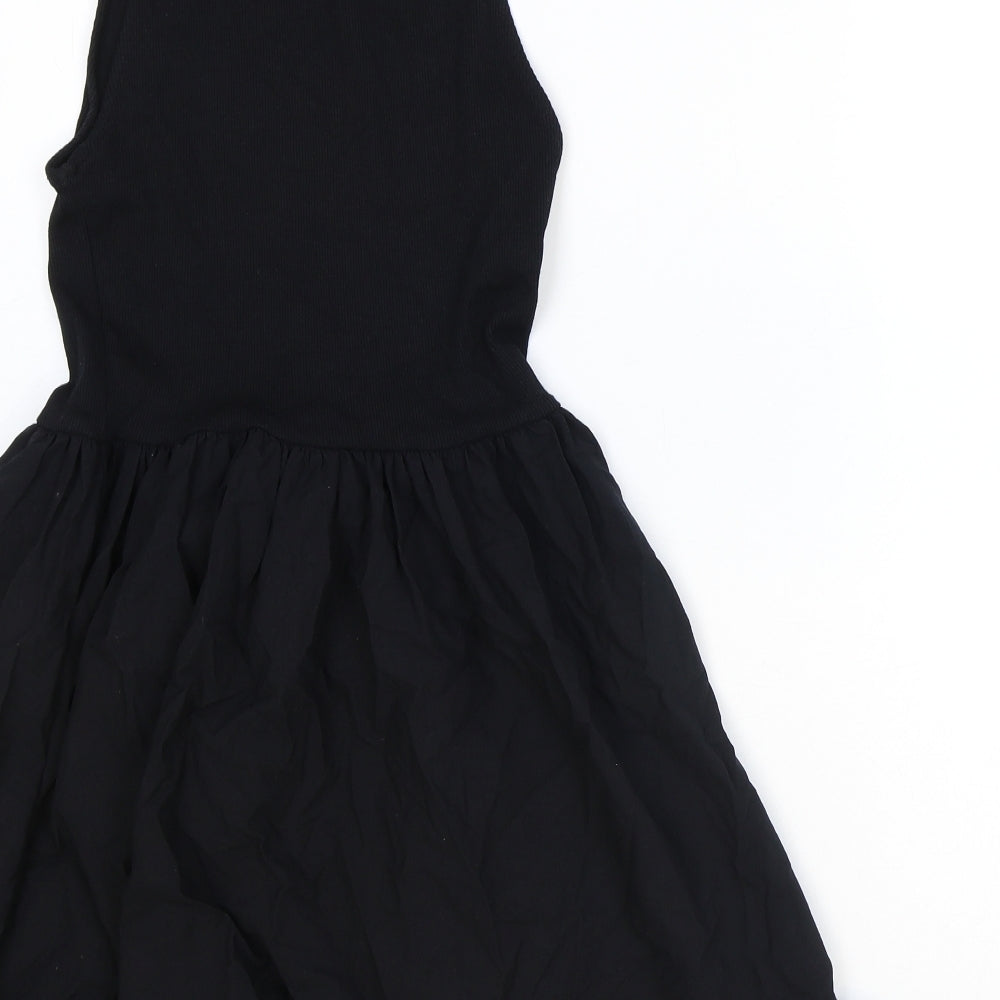 Zara Womens Black Cotton Fit & Flare Size L High Neck Pullover