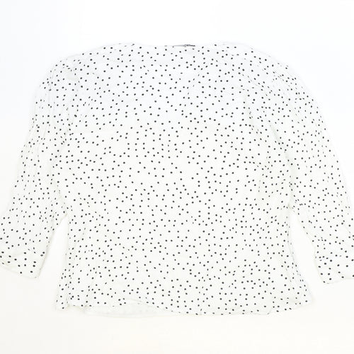 Closet Womens Ivory Geometric Polyester Basic Blouse Size M V-Neck