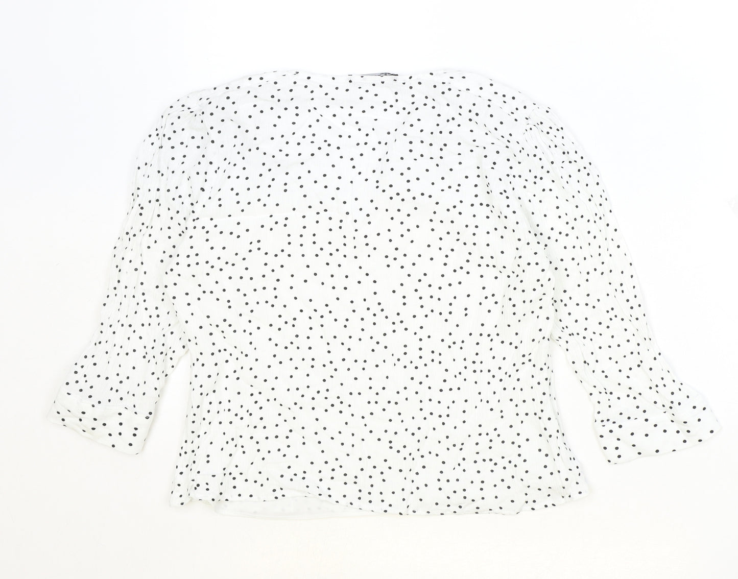 Closet Womens Ivory Geometric Polyester Basic Blouse Size M V-Neck
