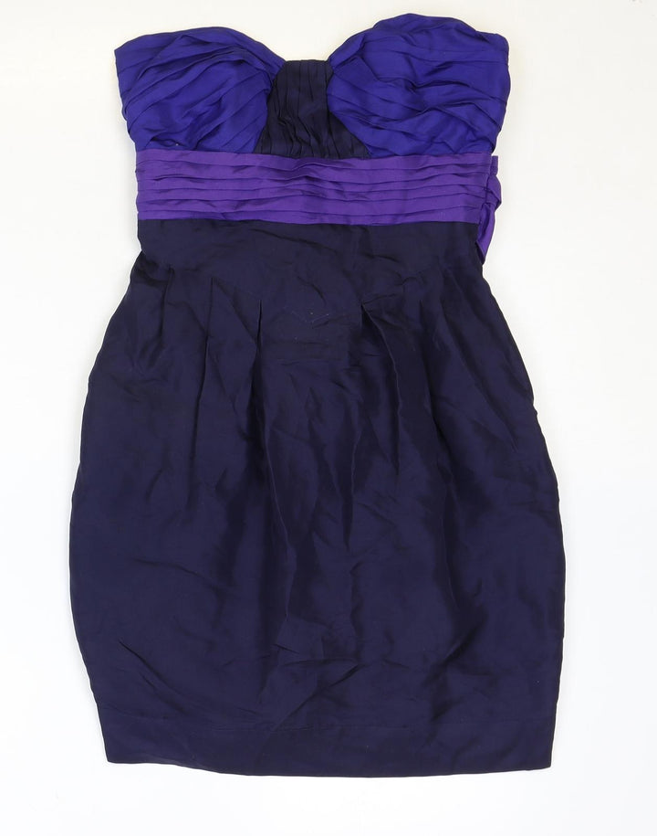 Warehouse Womens Purple Silk Mini Size 8 Sweetheart Zip