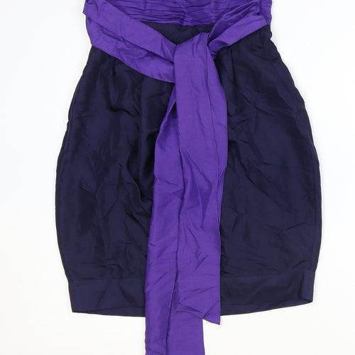 Warehouse Womens Purple Silk Mini Size 8 Sweetheart Zip