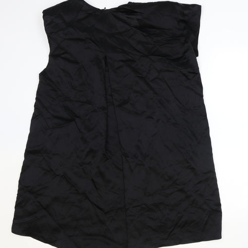 Zara Womens Black Viscose Tank Dress Size M Round Neck Zip