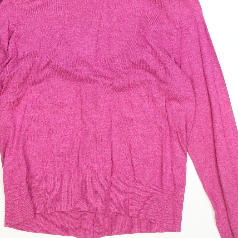 Marks and Spencer Womens Pink V-Neck Viscose Cardigan Jumper Size 12