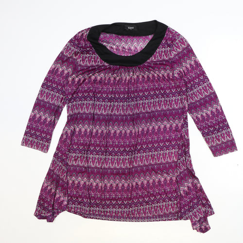 Klass Womens Purple Geometric Polyester Basic Blouse Size M Round Neck