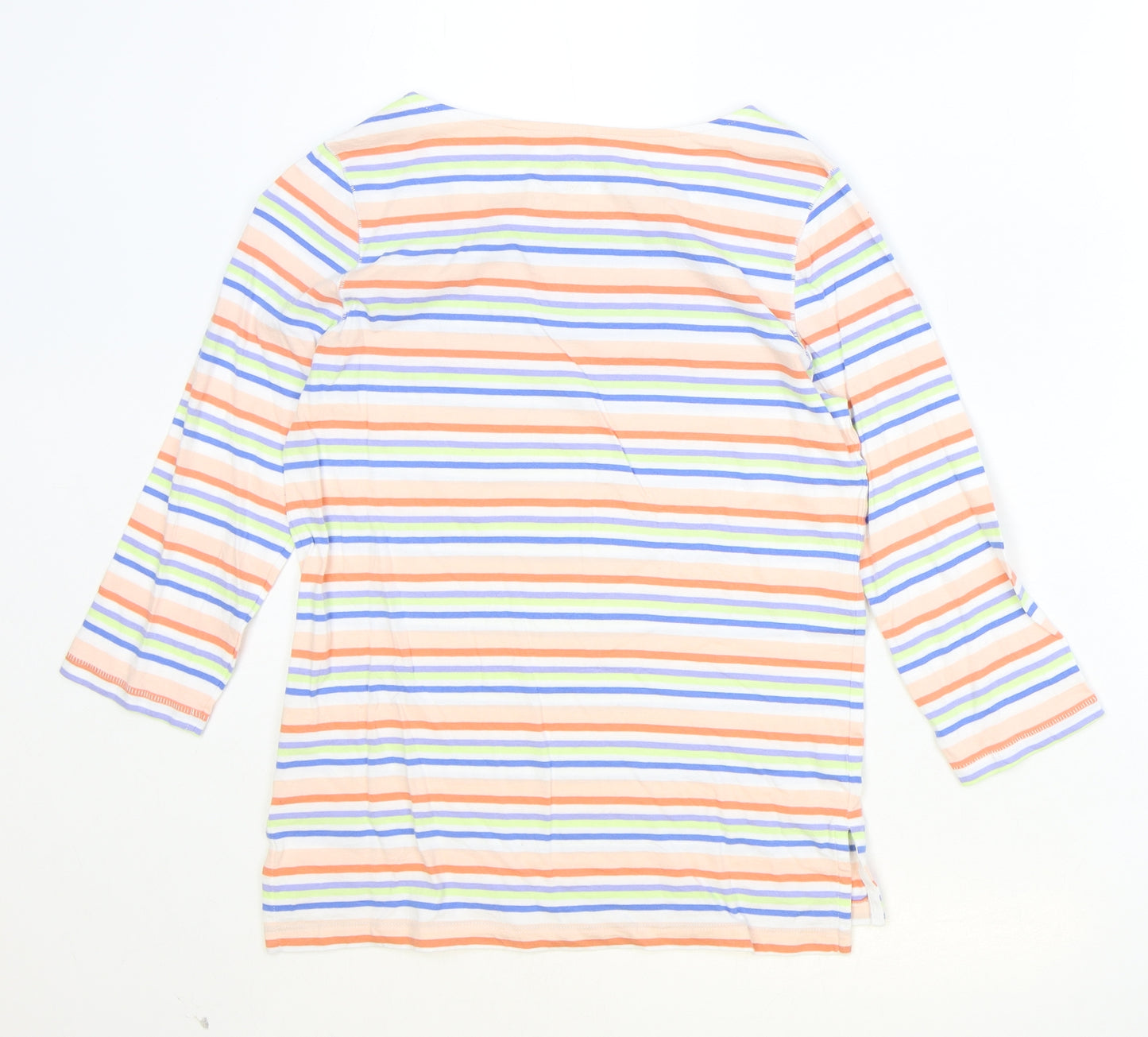NEXT Womens Multicoloured Striped 100% Cotton Basic T-Shirt Size 6 Round Neck