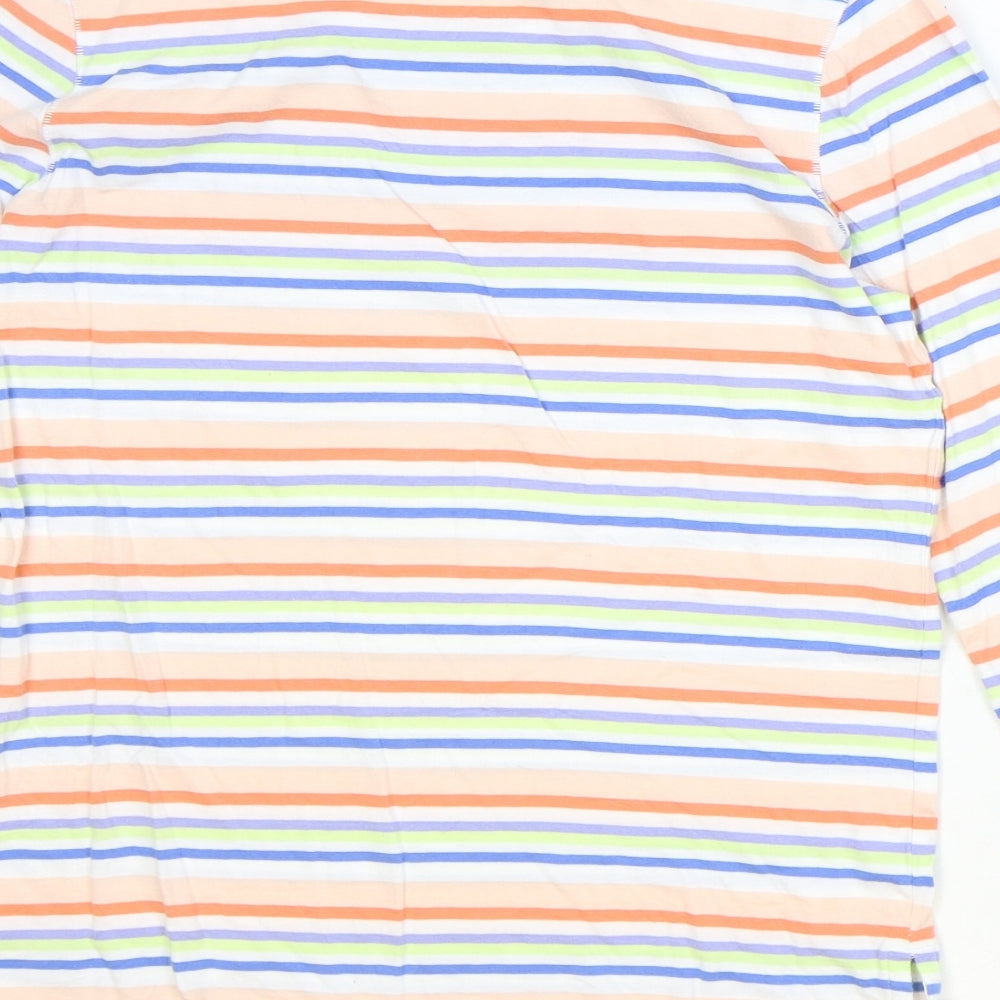 NEXT Womens Multicoloured Striped 100% Cotton Basic T-Shirt Size 6 Round Neck