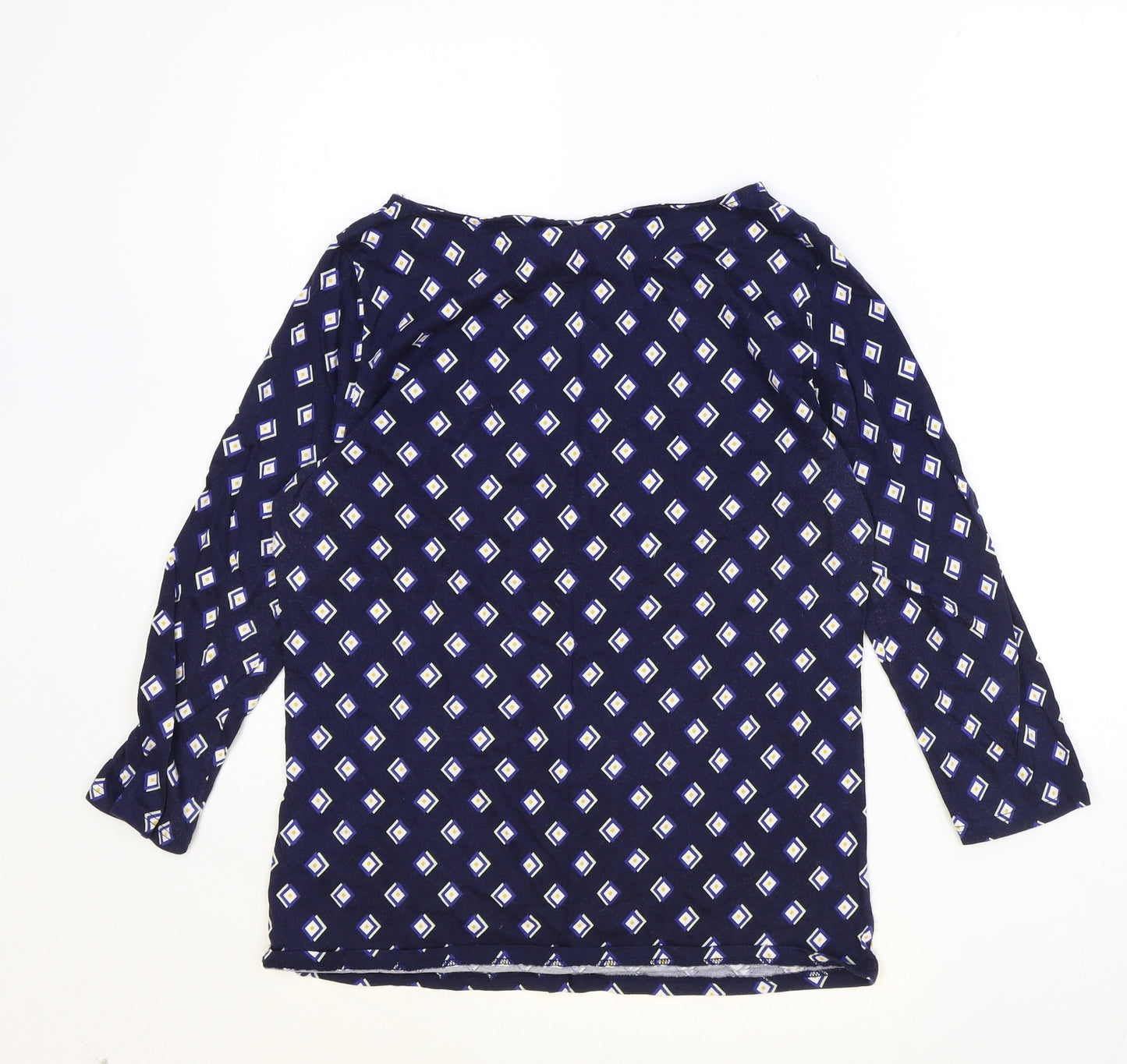 Dorothy Perkins Womens Blue Geometric 100% Cotton Basic T-Shirt Size 14 Boat Neck