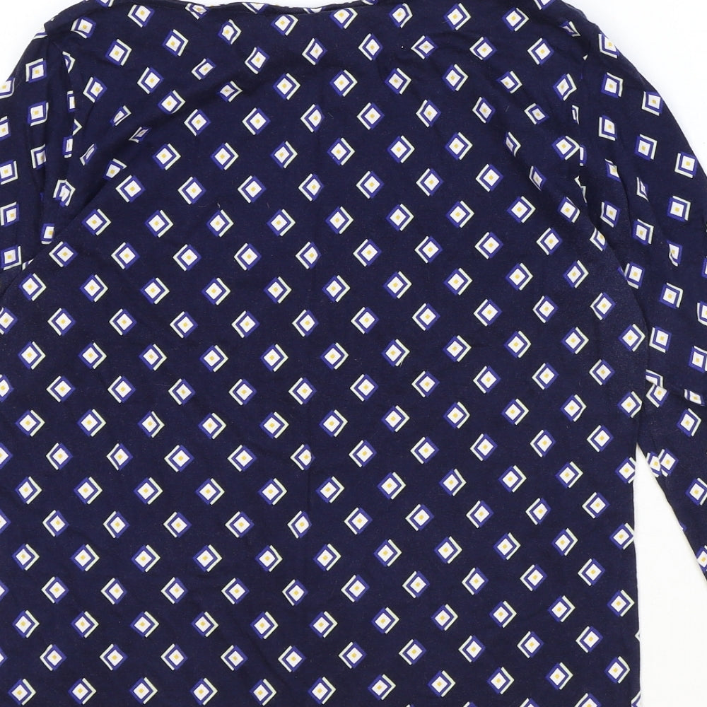 Dorothy Perkins Womens Blue Geometric 100% Cotton Basic T-Shirt Size 14 Boat Neck