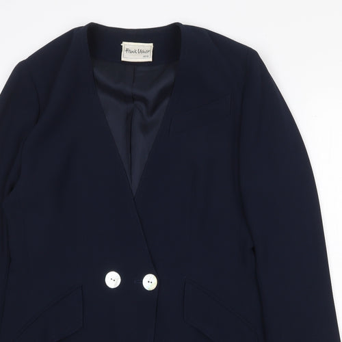 Frank Usher Womens Blue Overcoat Coat Size 10 Button