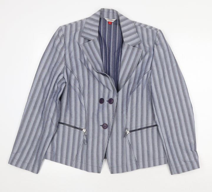 FSR Womens Blue Striped Jacket Blazer Size 10 Button