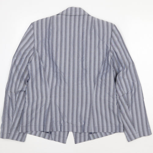 FSR Womens Blue Striped Jacket Blazer Size 10 Button