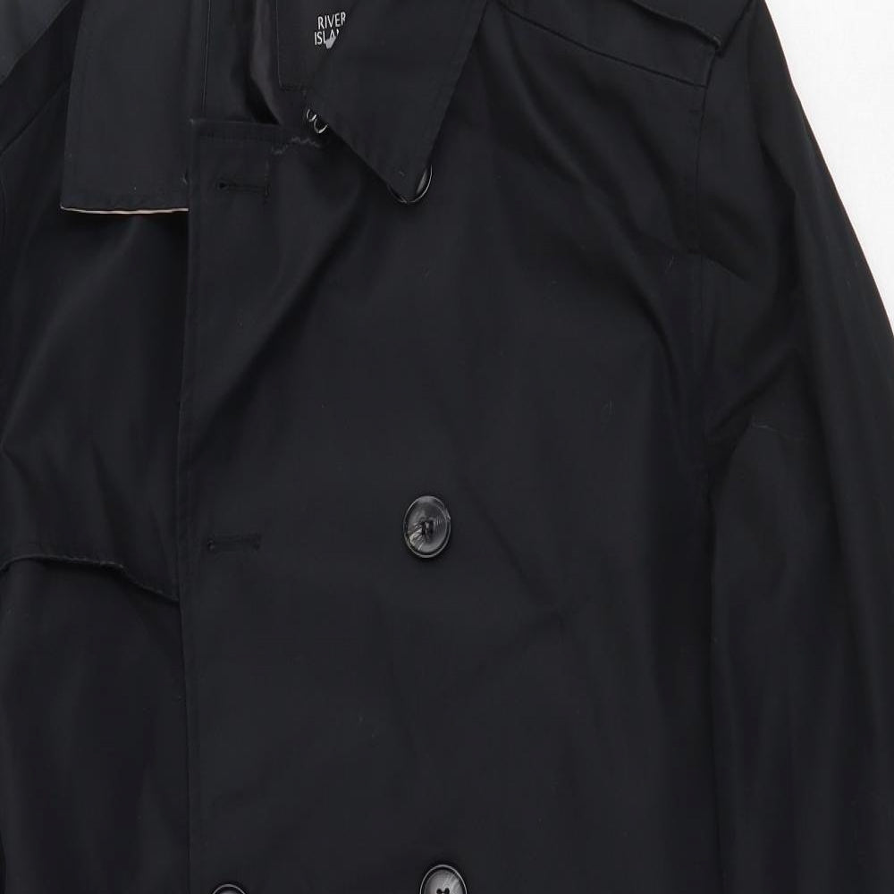 River Island Womens Black Overcoat Coat Size M Button