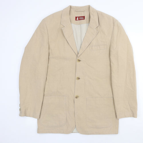 Trek & Travel Mens Beige Cotton Jacket Blazer Size 36 Regular