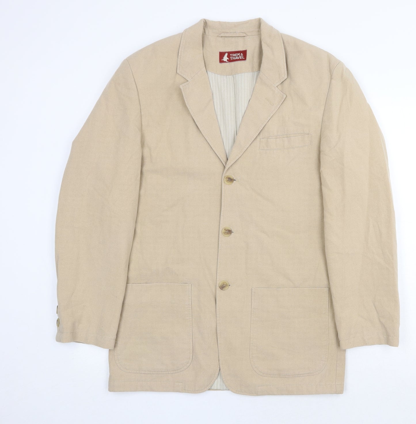 Trek & Travel Mens Beige Cotton Jacket Blazer Size 36 Regular
