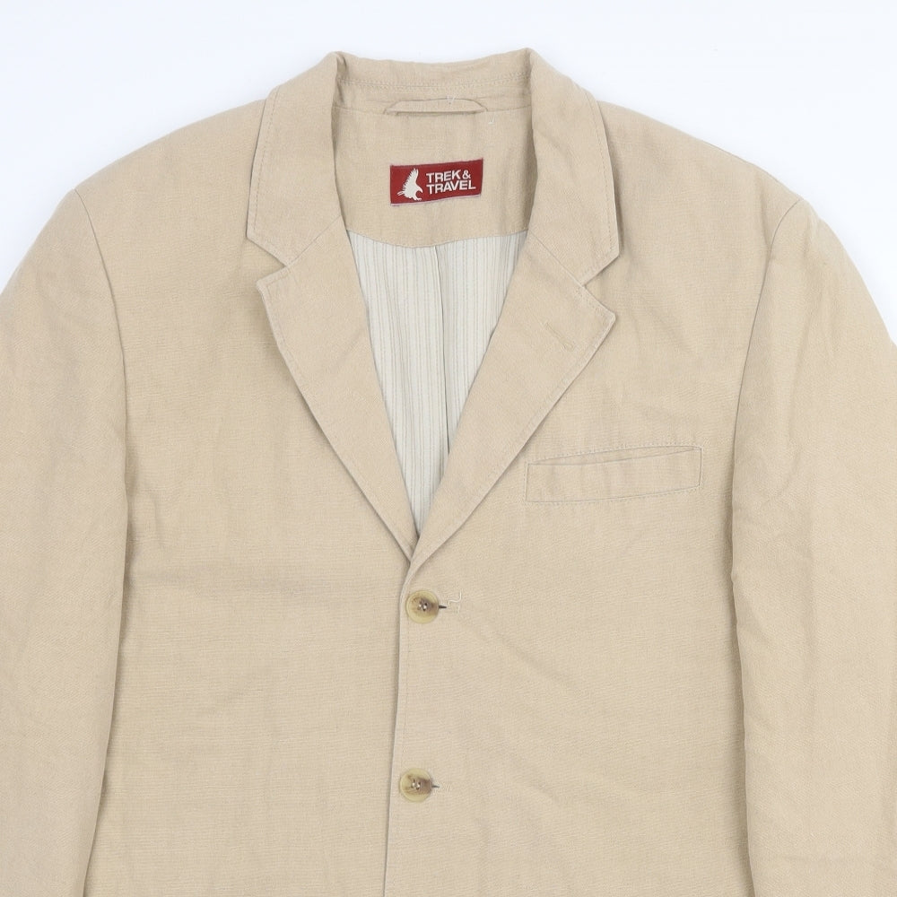 Trek & Travel Mens Beige Cotton Jacket Blazer Size 36 Regular
