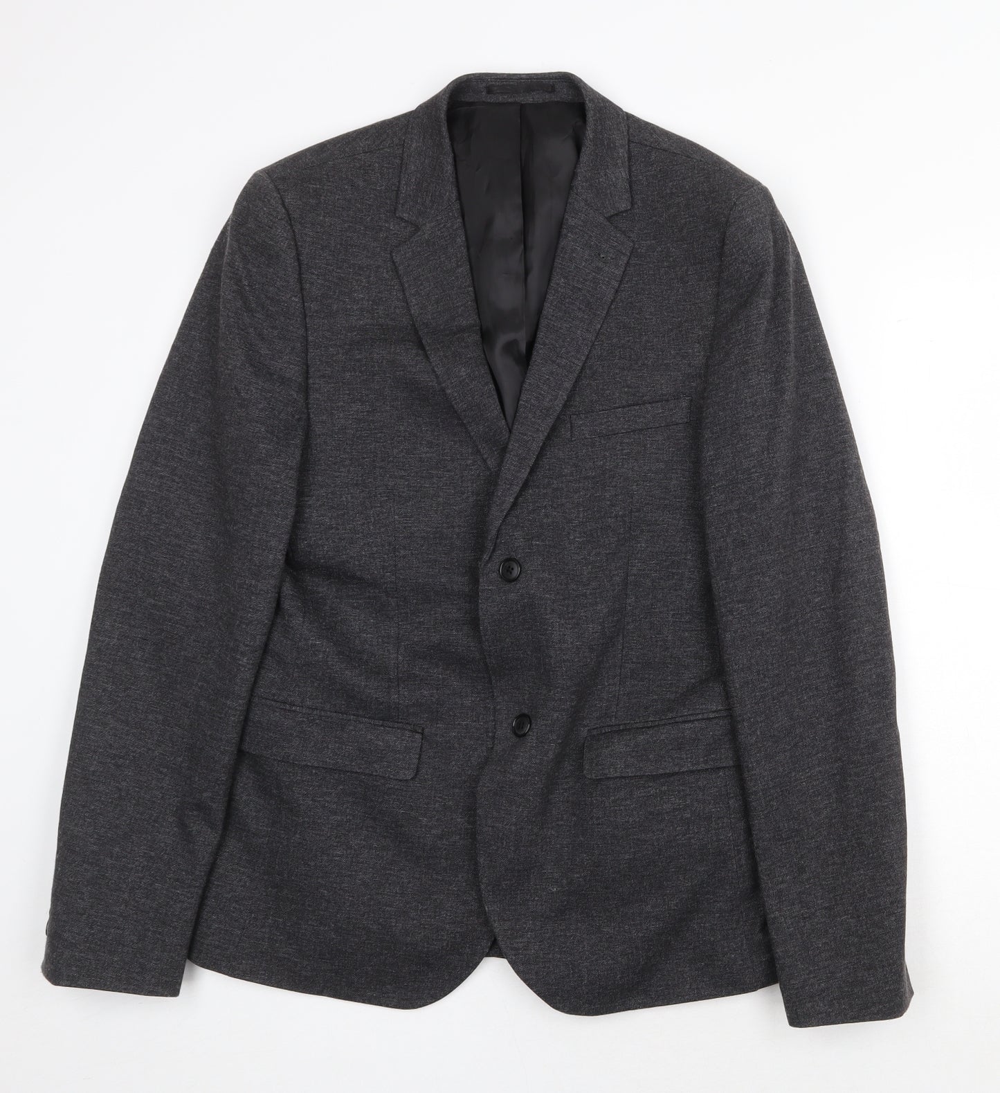 Topman Mens Grey Viscose Jacket Suit Jacket Size 38 Regular